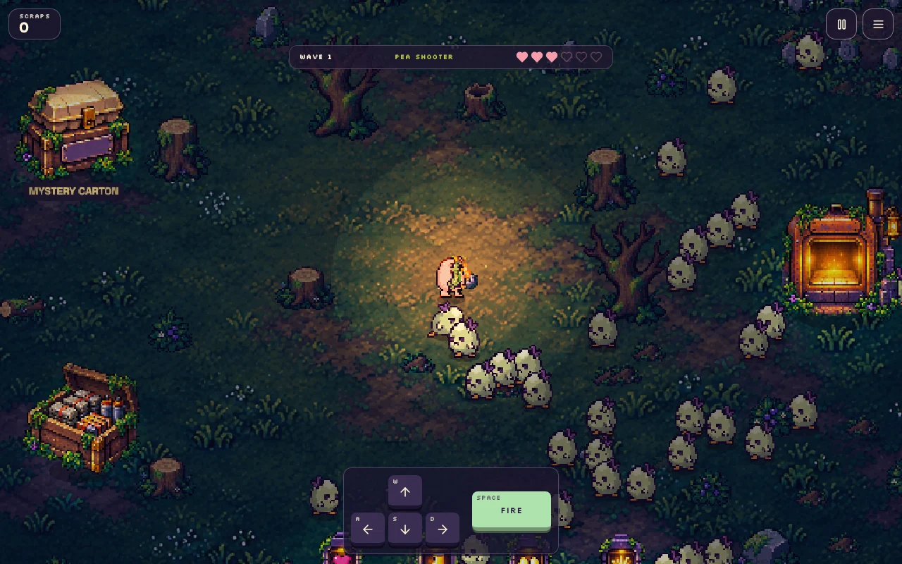 Spoiled Egg solo gameplay: rotten eggs close in during the first graveyard wave.